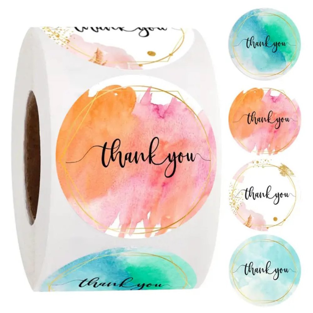 500 Thank You Stickers Coloful - Picture 1 of 3